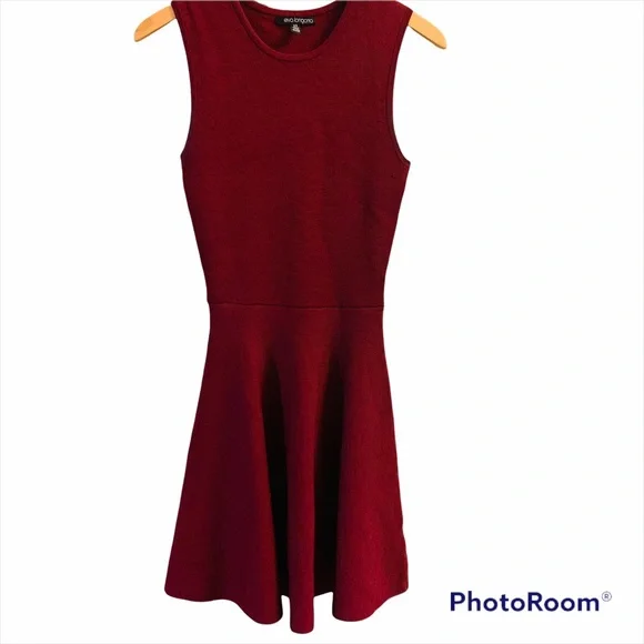 Women's Eva Longoria Burgundy Red Power Knit Dress - Picture 3 of 7